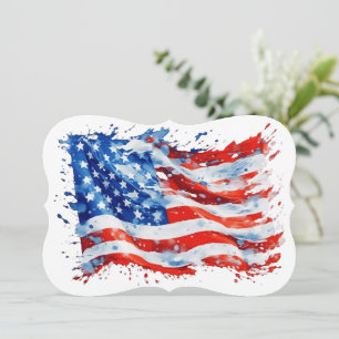 American Flag USA Watercolor 4. Juli Mitteilungskarte