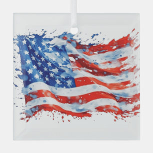 American Flag USA Watercolor 4. Juli Ornament Aus Glas