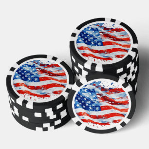 American Flag USA Watercolor 4. Juli Pokerchips