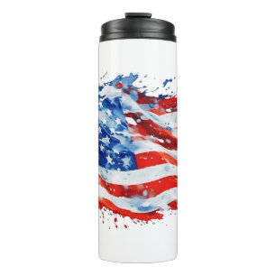 American Flag USA Watercolor 4. Juli Thermosbecher