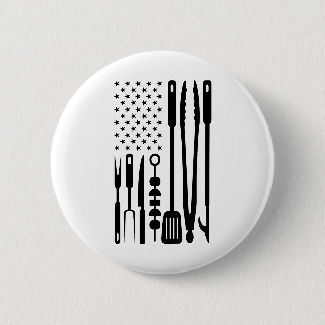 American Flag Utensil Grillen Tools Griller Pitmas Button (Vorderseite)