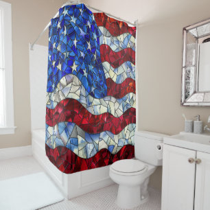 American Flag verkleidete Glasduschvorhang Duschvorhang