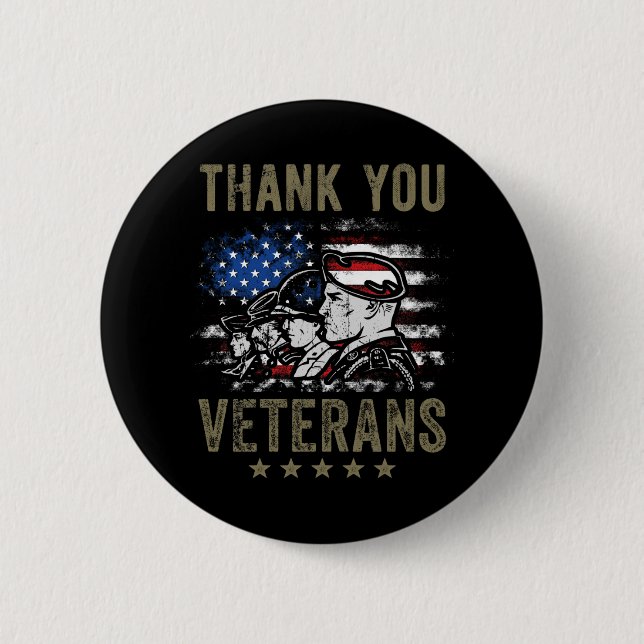 American Flag Veteran Day Danke für Ihren Servi Button (Vorderseite)
