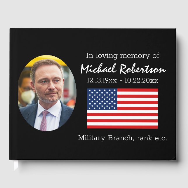 American Flag Veteran Memorial Guest Book Gästebuch (Vorderseite)