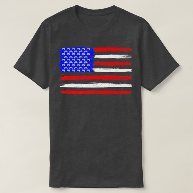 American Flag Video Game Patriotic 4th Of July Chr T-Shirt (Design vorne)
