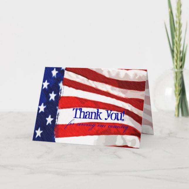 American Flag Vielen Dank Dankeskarte (Vorderseite)