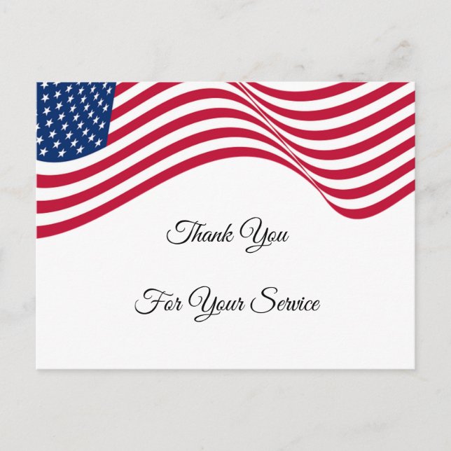 American Flag Vielen Dank für Ihren Service Postkarte (Vorderseite)