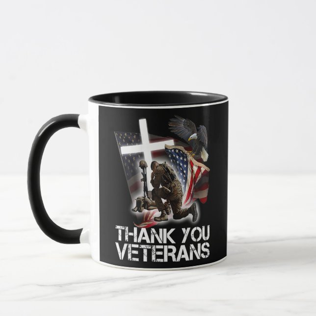 American Flag Vielen Dank Veterans Proud Veteran  Tasse (Links)