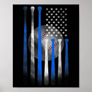 American Flag Vintag Baseball Flag Vater Mama Kid Poster