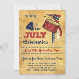 American Flag Vintag Drum 4. JULY Celebration Einladung
