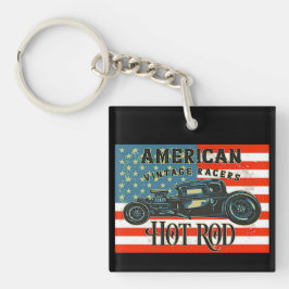 American Flag Vintag Racing Frisierte Auto Car Schlüsselanhänger