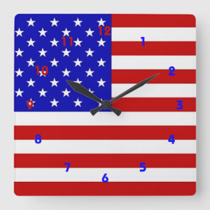 American Flag - Wall Clock Quadratische Wanduhr