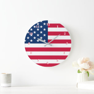 American Flag Wall Clock USA Große Wanduhr