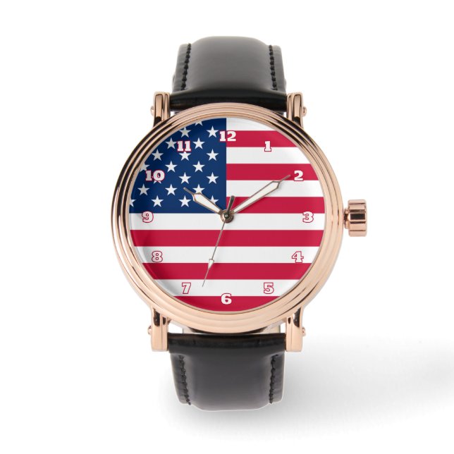 American Flag Watch Gift USA Patriotic Armbanduhr (Vorderseite)
