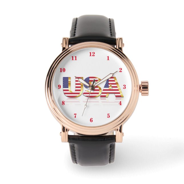 American Flag Watch USA Patriotic Armbanduhr (Vorderseite)