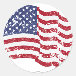 American Flag Waving - beängstigend Runder Aufkleber