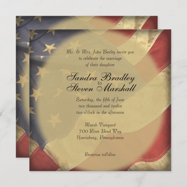 American Flag Wedding Invitations Einladung (Vorne/Hinten)