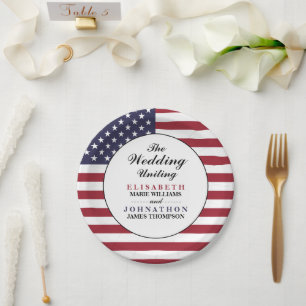 American Flag Wedding Pappteller