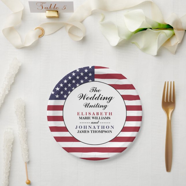 American Flag Wedding Pappteller (Hochzeit)