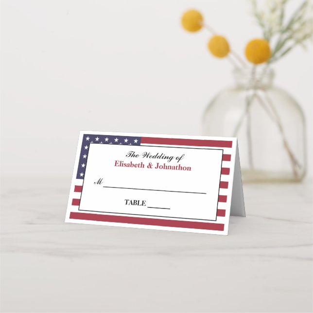 American Flag Wedding Platzkarte (Vorderseite)