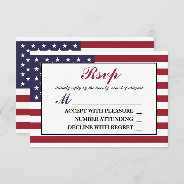 American Flag Wedding RSVP (Vorne/Hinten)