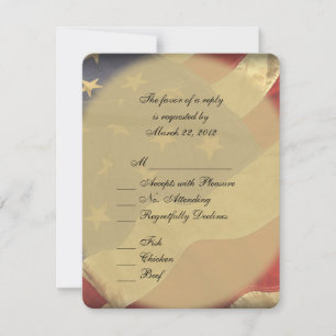 American Flag Wedding RSVP avec choix de menu