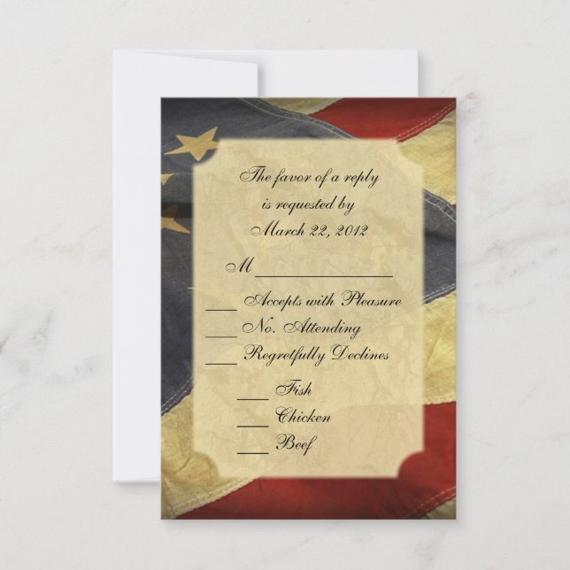 American Flag Wedding RSVP avec menu (Devant)