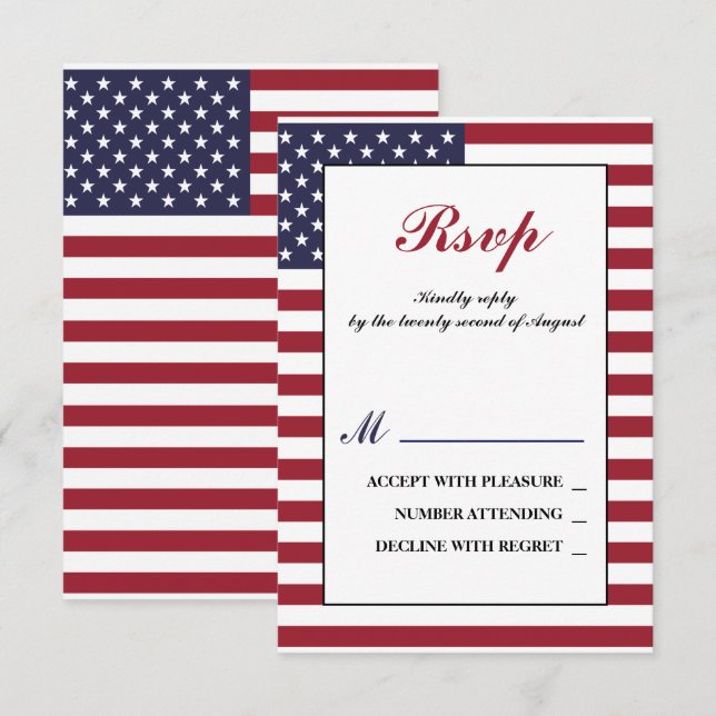 American Flag Wedding RSVP Karte (Vorne/Hinten)