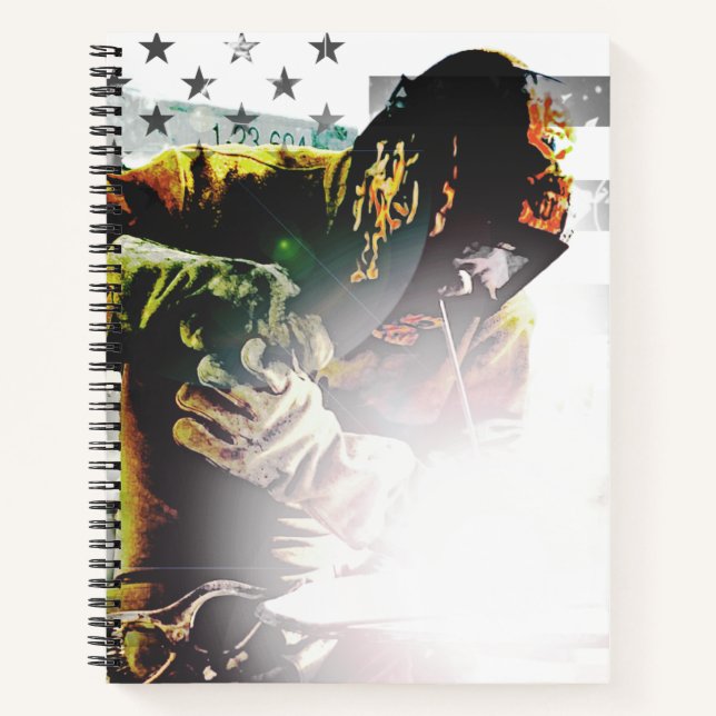 American Flag Welder Notizbuch (Vorderseite)