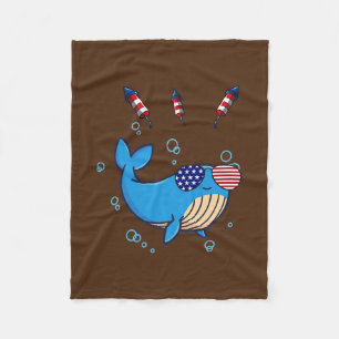 American Flag Whale 4 Juli Fleecedecke