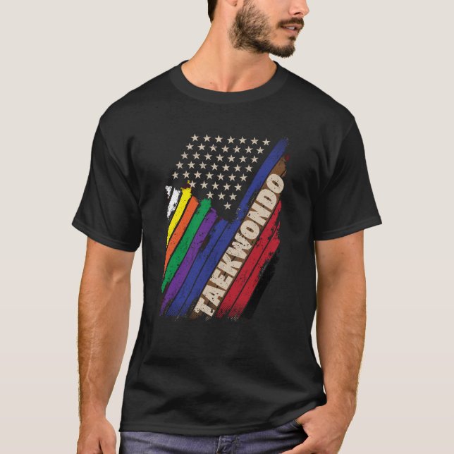 American Flag White Black Belt Colors T-Shirt (Vorderseite)