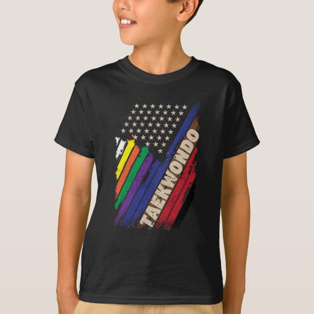 American Flag White Black Belt Colors T-Shirt (Vorderseite)