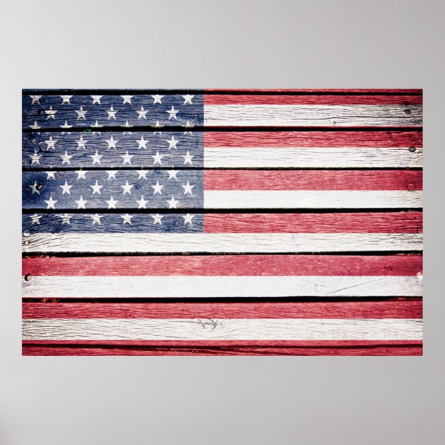 American Flag Wood Image Poster (Vorne)