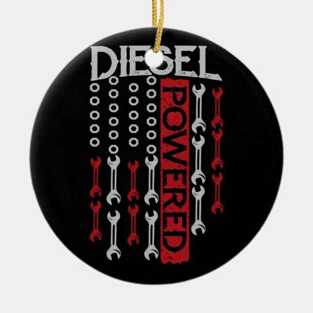 American Flag Wrench Diesel Powered Motor Keramik Ornament (Vorne)