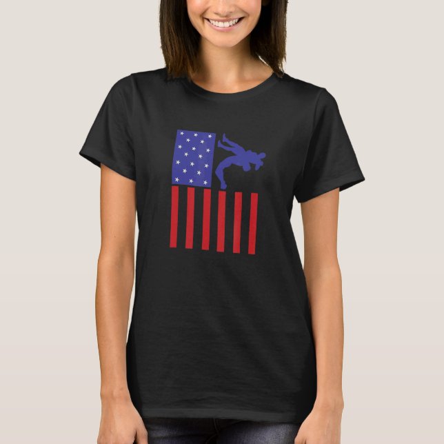 American Flag Wrestling Wrestler Wrestling Fan 3 T-Shirt (Vorderseite)