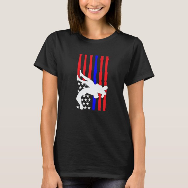 American Flag Wrestling Wrestler Wrestling Fan  6 T-Shirt (Vorderseite)