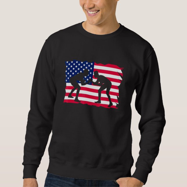 American Flag Wrestling Wrestler Wrestling Fan Sweatshirt (Vorderseite)