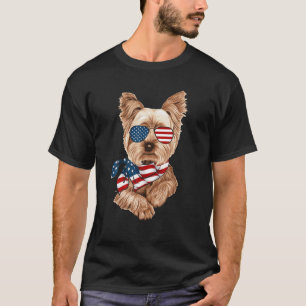 American Flag Yorkie Patriotic 4. Juli Hund T-Shirt