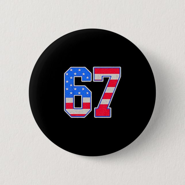 American Flage 67 Six Seven Meme Button (Vorderseite)