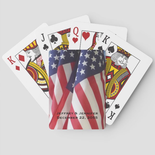 American Flags Personalisiert Name Patriotic Spielkarten (Rückseite)