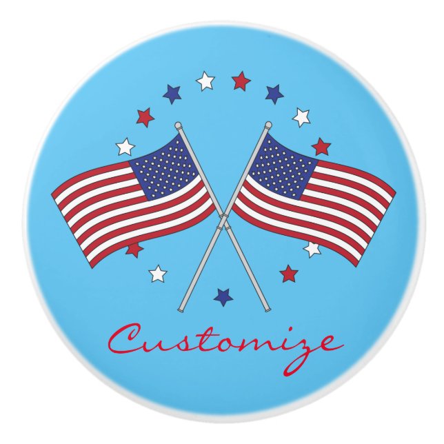 American Flags Thunder_Cove Patriotic 4. Juli Keramikknauf (Vorderseite)