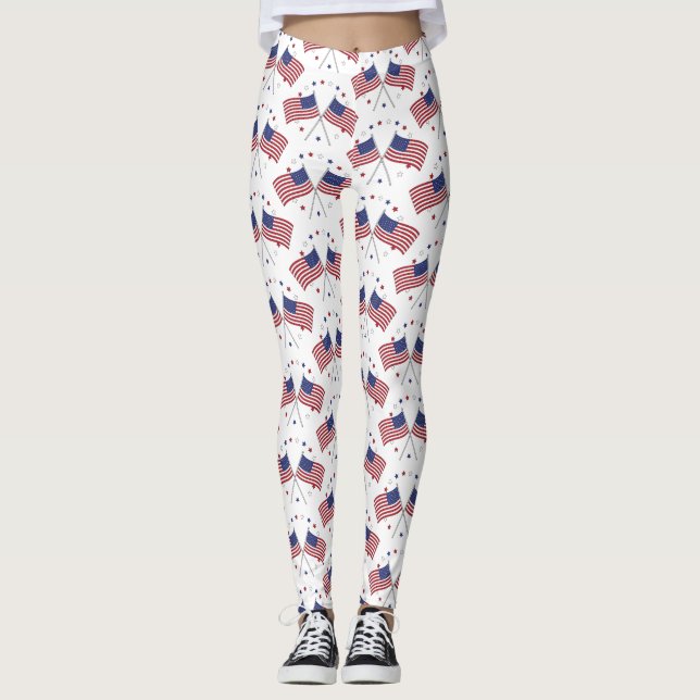 American Flags Thunder_Cove Patriotic 4. Juli Leggings (Vorderseite)
