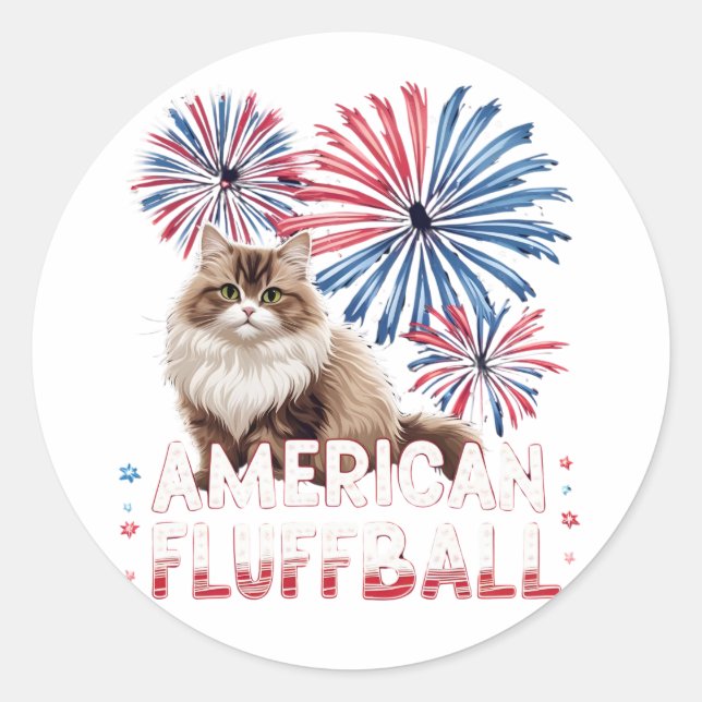 American Fluffball - Katzenaufkleber Runder Aufkleber (Vorderseite)