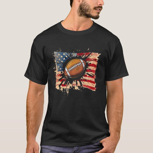American football 4. July Men USA American Fla T-Shirt (Vorderseite)