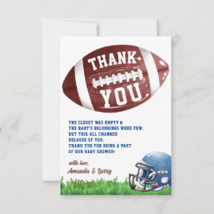American Football Baby Shower Dankeskarte