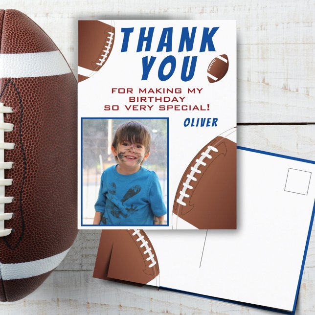 American Football Ball Birthday Foto Vielen Dank Postkarte (Von Creator hochgeladen)