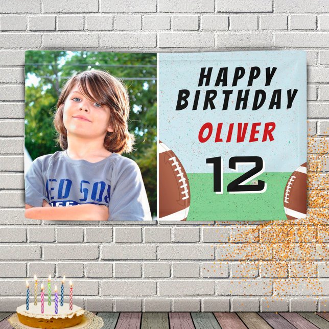 American Football Ball Birthday Party Foto Banner (Von Creator hochgeladen)