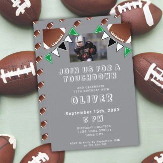 American Football Ball Flags Foto Geburtstagsparte Einladung