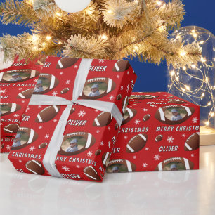 American Football Ball Frohe Weihnachts-Foto Geschenkpapier