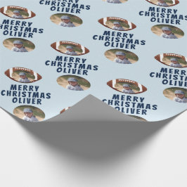 American Football Ball Frohe Weihnachtsjunge Foto Geschenkpapier